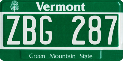VT license plate ZBG287