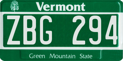 VT license plate ZBG294