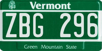 VT license plate ZBG296