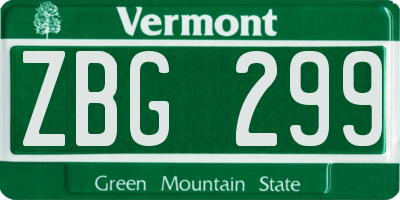 VT license plate ZBG299