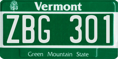 VT license plate ZBG301
