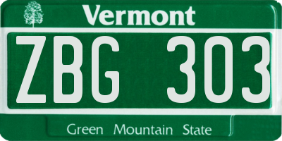 VT license plate ZBG303