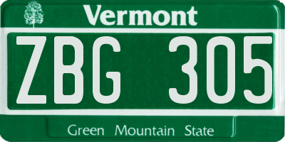 VT license plate ZBG305