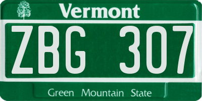 VT license plate ZBG307