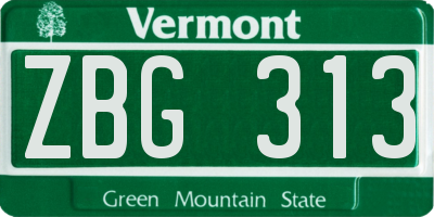 VT license plate ZBG313
