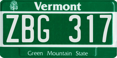 VT license plate ZBG317