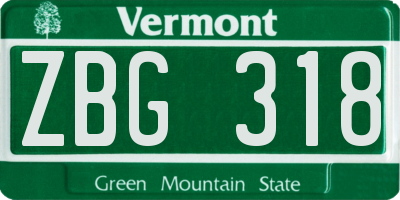 VT license plate ZBG318