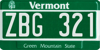 VT license plate ZBG321
