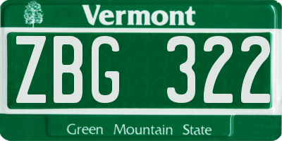 VT license plate ZBG322