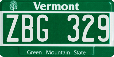 VT license plate ZBG329