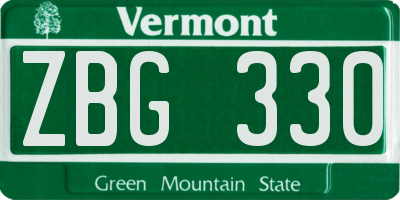 VT license plate ZBG330