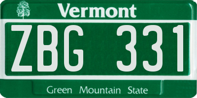 VT license plate ZBG331