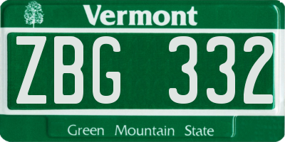 VT license plate ZBG332