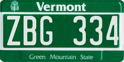 VT license plate ZBG334