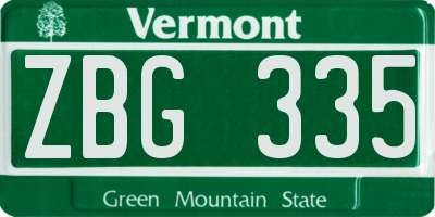 VT license plate ZBG335