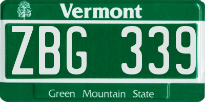 VT license plate ZBG339