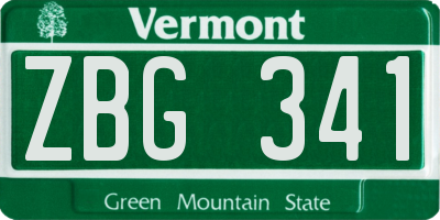 VT license plate ZBG341