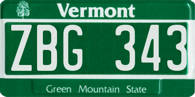 VT license plate ZBG343