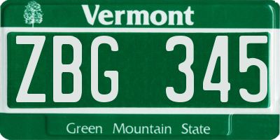 VT license plate ZBG345