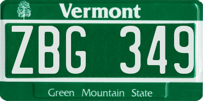 VT license plate ZBG349