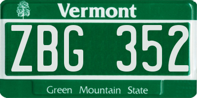 VT license plate ZBG352