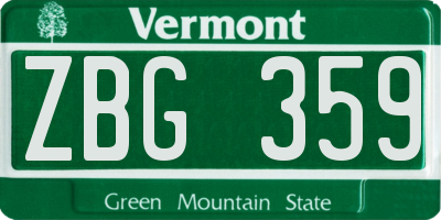 VT license plate ZBG359