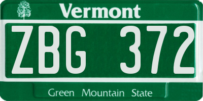 VT license plate ZBG372