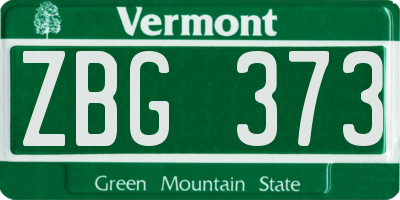 VT license plate ZBG373