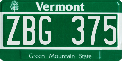 VT license plate ZBG375