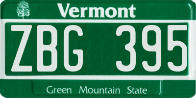 VT license plate ZBG395