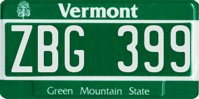 VT license plate ZBG399