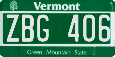 VT license plate ZBG406