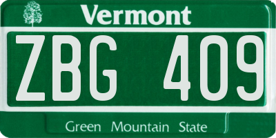 VT license plate ZBG409