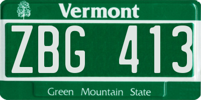 VT license plate ZBG413