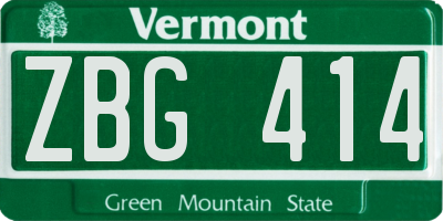 VT license plate ZBG414