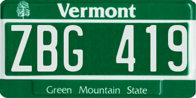 VT license plate ZBG419