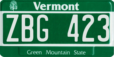 VT license plate ZBG423