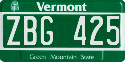 VT license plate ZBG425