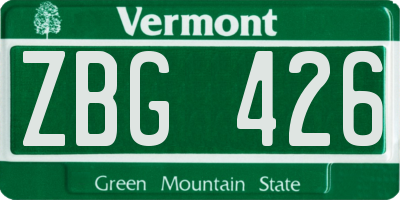 VT license plate ZBG426