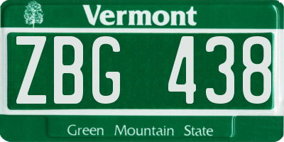 VT license plate ZBG438