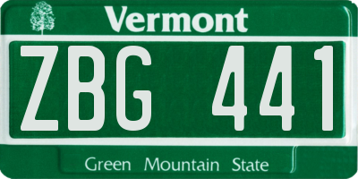 VT license plate ZBG441