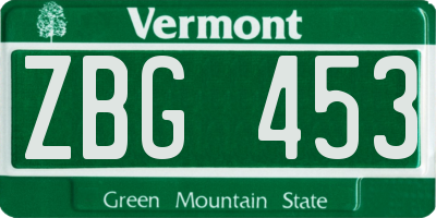 VT license plate ZBG453