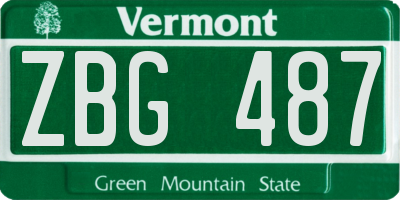 VT license plate ZBG487