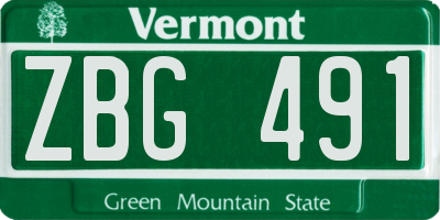VT license plate ZBG491