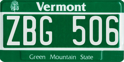VT license plate ZBG506