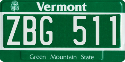 VT license plate ZBG511