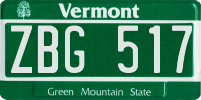 VT license plate ZBG517