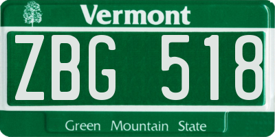 VT license plate ZBG518