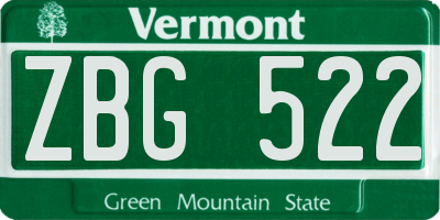 VT license plate ZBG522