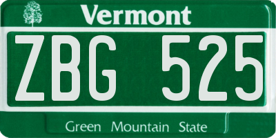VT license plate ZBG525